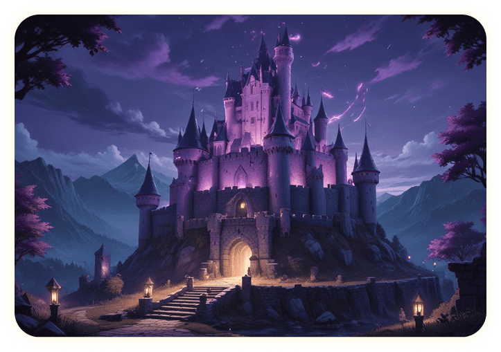 Magical castle with glowing elements